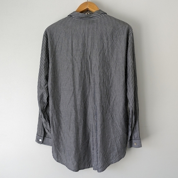 J. Jill Tunic Shirt Women's Medium T Gray White Stripe Button Up Collar New - Picture 8 of 8